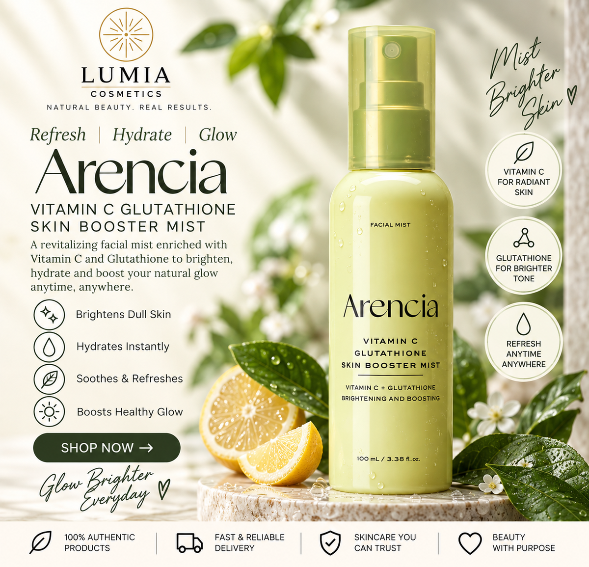 Arencia Vitamin C Glutathione Skin Booster Mist