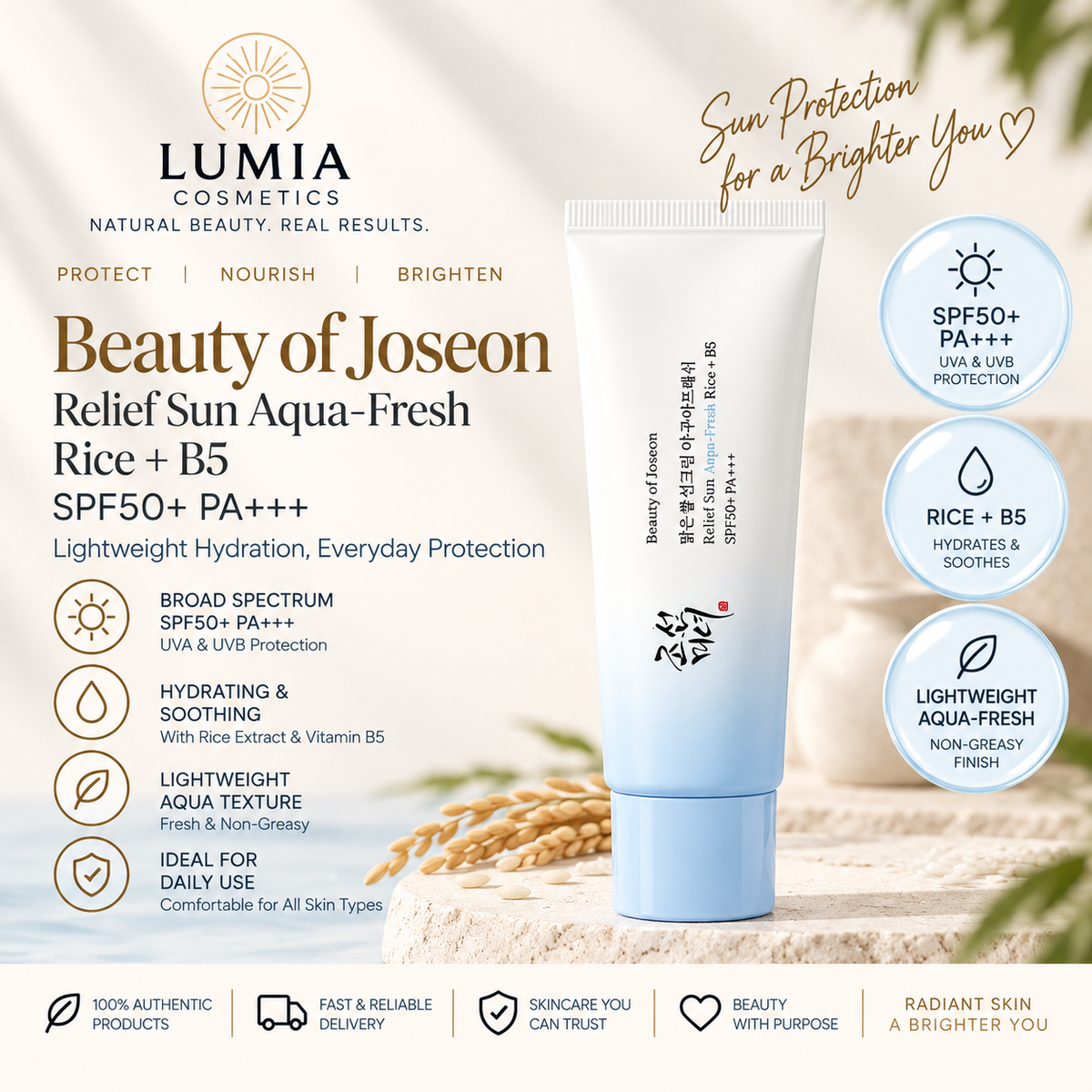 Beauty of Joseon Relief Sun: Aqua-Fresh Rice + B5 SPF 50+ PA+++