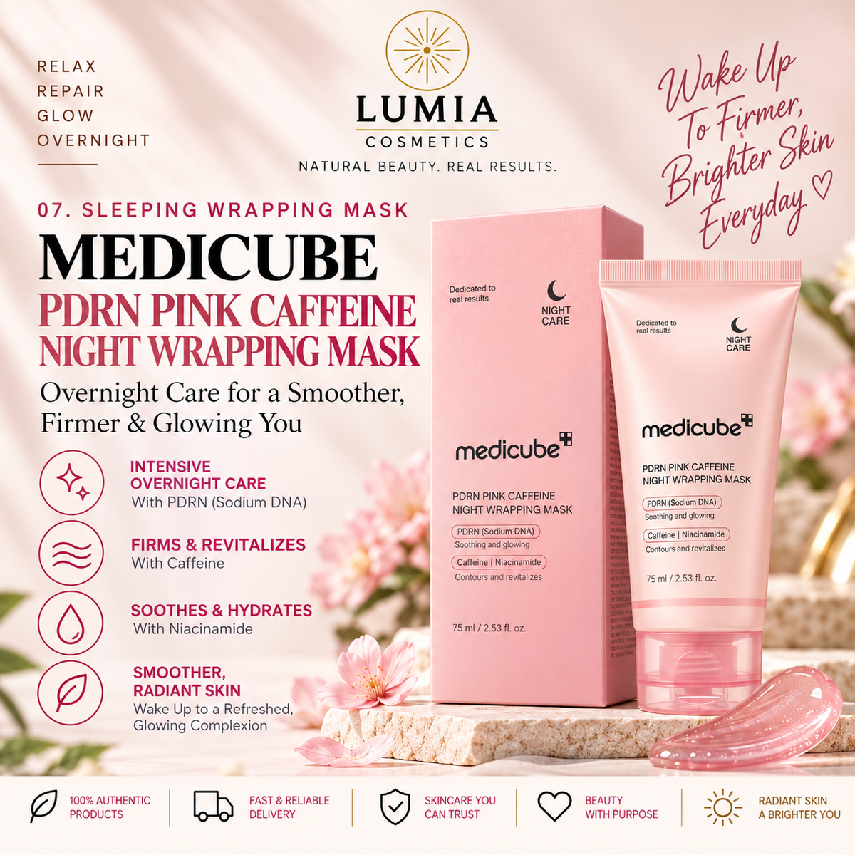 Medicube PDRN Pink Caffeine Night Wrapping Mask 75ml