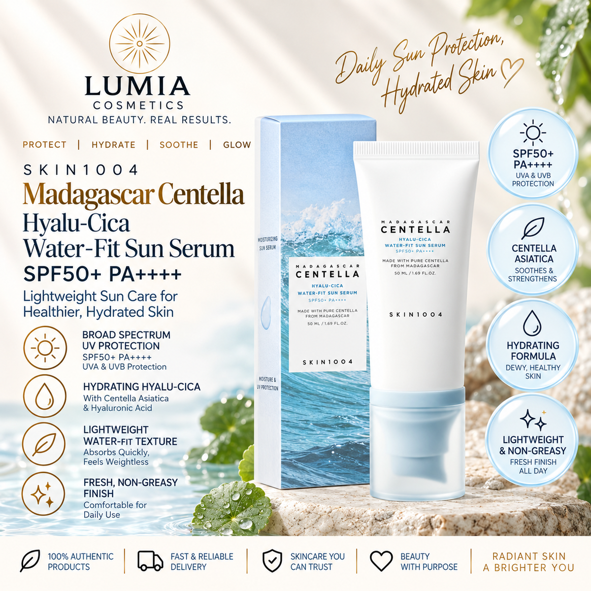 SKIN1004 Madagascar Centella Hyalu-Cica Water-Fit Sun Serum SPF50+ PA++++ 50ml
